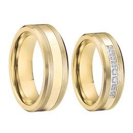 Cluster Rings Lover's Alliance Gold Colour Tungsten Carbide Ring Marriage Jewellery Proposal Couple Wedding Rings For Men And Women G230228