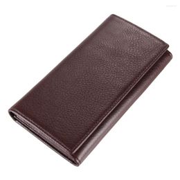 Wallets 2023 Fashion Men Genuine Leather Long Wallet Women's Design Purse Three Fold Black Coffee Colour Standard Clutch