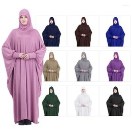 Ethnic Clothing Muslim Hijab Caps Dress Dubai Abaya Woman Bat Sleeve Casual Loose Arab Maxi Robe Islam Prayer Clothes Turkish Dresses