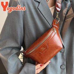 Evening Bags Yogodlns Fashion Wide Strap Chest Bag Women PU Leather Shoulder Saddle Luxury Crossbody Designer Waist Handbag Pouch