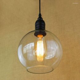 Pendant Lamps Antique Copper Hanging Clear Glass Shade Lamp With Edison Light Bulb/Kitchen Lights And Cabinet