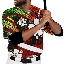 Men's T Shirts Polynesian Tribal Pohnpei Totem Tattoo Prints Mens Baseball Jersey Hip Hop Hipster Tshirts Softball Sports Active Tee Casual