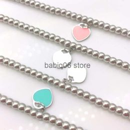 Charm Bracelets 10mm Heart Bracelet Women Stainless Steel Strands Bead chain on Hand Gifts for girlfriend Accessories Pink Red Blue wholesale T230301