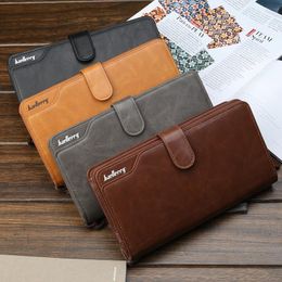 Wallets PU Big Capacity Man Coin Pocket Purse Luxury Wallet Men's Black Long Thin Soft Leather Male Clutch ID Card Holder