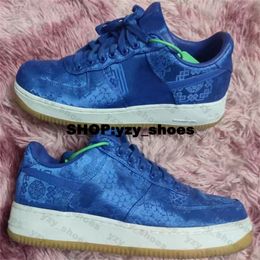 Shoes Running AirForce 1 Sneakers AF1s CLOT Blue Silk Men Size 14 Casual Eur 47 Us 14 Us14 Air Eur 48 Women Forces One Low Trainers Designer Platform Big Size 13 Skate