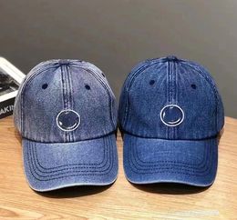 Embroidered Washed Denim Baseball Hat Men's and Women's Same Casual Big Head Circumference Peaked Cap
