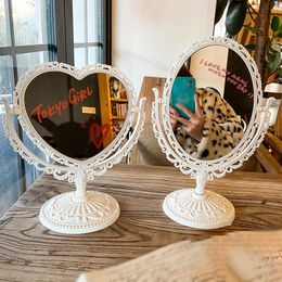 Mirrors European Retro Wind Double-sided Makeup Mirror Cute Teenage Heart Princess Heart-shaped Skinny