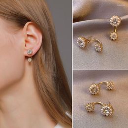 Dangle Earrings & Chandelier Back Hanging Round Pearl For Women Sweet Sunflower Earring Korea Drop Earings 2023 Brincos Fashion JewelryDangl
