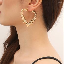 Hoop Earrings 2023 Punk Gold Colour Love Shaped Big For Women Exaggerated Statement Hollow Heart Earring Party Jewellery