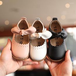 Flat Shoes Baby Girls Leather Soft Classic Spring Autumn Fashion Children Sneakers Kids Dress Bow-knot Sweet For Toddlers 21-30
