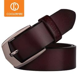 Belts Coolerfire men high quality genuine leather belt luxury designer belts men cowskin fashion Strap male Jeans for man cowboy HQ043 Z0228