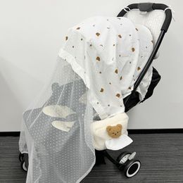 Crib Netting Cartoon Pattern Baby Stroller Cover Breathable Mesh Mosquitoes Net Gauze Sunshade Windshield Sunscreen Curtain 130 x 100cm 230301