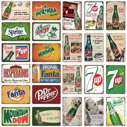 Retro Plate Soft Drink Metal Painting Sign Vintage Sign Tin Plaque Retro Metal Posters for Kitchen Bar Pub Club Man Cave Home Wall Decor 30X20cm W03