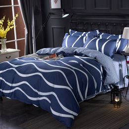 Bedding sets clothes Blue Stripes comforter Sets California King Flat Spread Set Dekbed Overtrek for 2 People Quilt Cover 230228