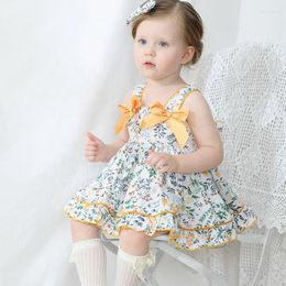 Girl Dresses Summer Baby Girl's Dress With Bloomer Kids Clothes1-6years Flower Spain Girls Clothes Vocation Holiday