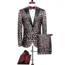 Men's Suits Slim Fit Men's Luxury Wedding Party Suit Italian Brand Leopard Pattern Prom For Men High Quality Stage Wear