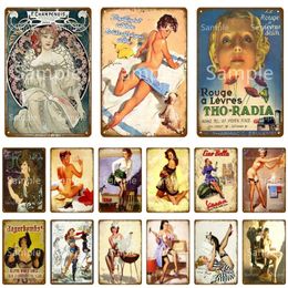 Vintage Pin Up Poster Metal Tin Sign Sexy Lady Posters Home Decor Car Beach Beauty Girl Art Wall Sticker Bar Room Pub Club Man Cave Plate Home Wall Decor SIZE 30X20CM w01