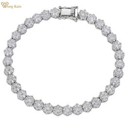 Charm Bracelets Wong Rain Fashion 100% 925 Sterling Silver Created Gemstone Bracelet For Women Bangle Fine Jewelry Gift Wholesale 230228
