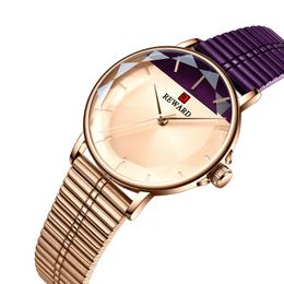 Wristwatches 2023 Ladies Wrist Watches Dress Gold Watch Women Crystal Diamond Contrast Stainless Steel Silver Clock Montre Femme