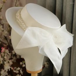 Wide Brim Hats Vintage Black Velvet Ribbon Hepburn Style Top Hat Elegant Women Wedding Accessories Bridal Headwear Fascinator 2023