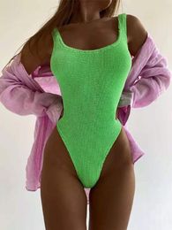 Women's Swimwear Sexy Ribbed One Piece Swimsuit Women Female Bodysuit Ladies Thong Monokini Bathing Suit Swim Summer Beach Wear