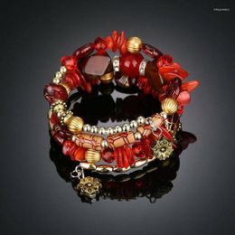 Bangle Fashion Antique Imitation Stone Beads Multi-layer Winding Bracelet Women Jewellery Chain Charm