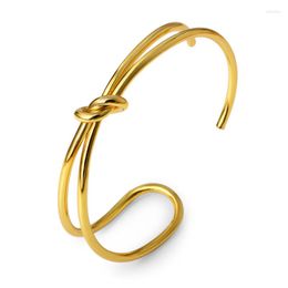 Bangle Style Knot Bracelet Bangles Armband Rose Gold Color Bowknot Bracelets For Women Men Cuff Party Couple Jewelry