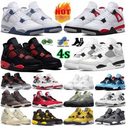 Jump Man 4 4s Herren Schuhe Militär Schwarz Katze Sneakers Universität Blau Red Zement Donner Kiefern Grün weiße Oreo Seafoam Schimmer kühle graue Männer Frauen Sporttrainer Sporttrainer