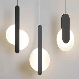 Pendant Lamps Nordic Minimalist Round LED Chandelier Living Room Bedroom Dining Bar Hanging Acrylic Home Art Decoration Lighting Fixtures