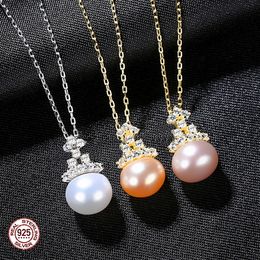 Korean Fashion Sweet Pearl Shiny Zircon Crown Pendant Necklace Jewellery Sexy Charming Women Clavicle Chain Necklace Accessories