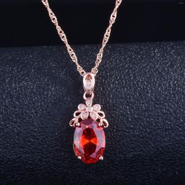 Pendant Necklaces Luxury Champagne Morganite For Women Fashion Rose Gold Color 45cm Cross Chain Jewelry Engagement Gift