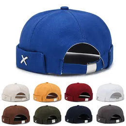 Fashion brimless baseball cap retro visor rolled cuff docker melon cap adjustable men skull fashion sailor sport dad hats