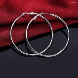 Hoop Earrings High Quality 925 Colour Silver 5-8CM Big Circle For Women Party Wedding Jewellery Fashion Christmas Gifts