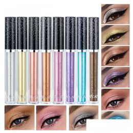 Eye Shadow Handaiyan Liquid Eyeshadow 12 Color Single Glitter Diamond Pearl High Shiny Metallic Finish Makeup Eyeshadows Drop Delive Dhpk4