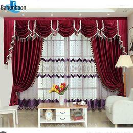 Curtain American Style Red Curtains For Living Room Stage Italian Velvet El Bedroom Pelmet Flannel Window Drapes