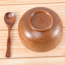 Bowls Bowl Wooden Wood Serving Salad Rice Vegetable Spoon Soup Fruit Dessert Container Pasta Decorative Bamboo Ramen