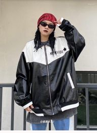 Women's Jackets COLDYINGAN Bomber Woman Varsity Jacket Red Pu Leather American High Street Retro Vintage Long Sleeve Baseball