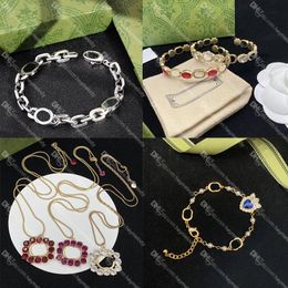 G Collezione di set di gioielli Collana per donna Collane a catena Cuba Bracciali in oro di design con scatola Regalo di compleanno Fidanzamento