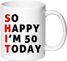 Mugs AliCarr So Happy I Am 50 Today Birthday Coffee - Novelty Ceramic Mug Tea Cup 50th Gifts For Women Gift Idea