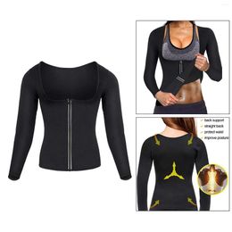 Women's Shapers Women's Neoprene Sweat Sauna Suit Body Shaper Workout Weight Loss Waist Trainer Shirt Top With Sleeves