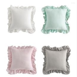 Pillow Case Vintage Outer Ruffle Euro Sham Cover Pure Linen Cushion Pillowcase 1 Piece