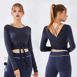 Active Shirts 2023 Women Gym Yoga Top Backless Long Sleeve Workout Tops Fitness Running Sport T-Shirts Training Sportswear