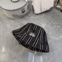 Summer Striped Linen Bucket Hat Light Casual Versatile Couples' Cap Advanced Simplicity