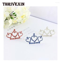 Dog Apparel Pet Crown Bling Clear Crystal Rhinestone Girls Hairpin Cat Hair Clips Grooming Accessories Alloy Clip Supplies