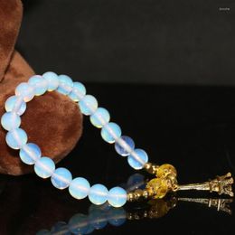 Strand Fashion Paris Tower Pendant Charms White Opal Moonstone Round Original Design Bracelets 8mm Beads Jewelry 7.5inch B2178