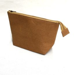 DHL50pcs Cosmetic Bags Women Cork &kraft paper Triangle Shaped Solid Protable Makeup Bag