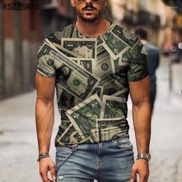 Мужские футболки T 2023 Летняя 3D-печать футболка мужская смешная тарелка в долларах с короткими рукавами