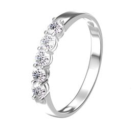 Wedding Rings AEAW 14k White Gold 0.1ct 3mm Total 0.5ctw DF Round Cut Engagement Wedding Lab Grown Diamond Band Ring for Women 230301