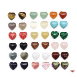 car dvr Loose Gemstones Heart Stone Cabochon Love Chakra Beads Gemstone Healing 20Pcs 10Mm Crystal Stones Many Colours Wholesale For Jewellery Dhine