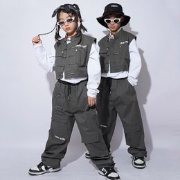 Stage Wear Chinese Style Jazz Dance Performance Costumes For Kids Ballroom Hip Hop Rave Clothes Girls Festival DQS11112